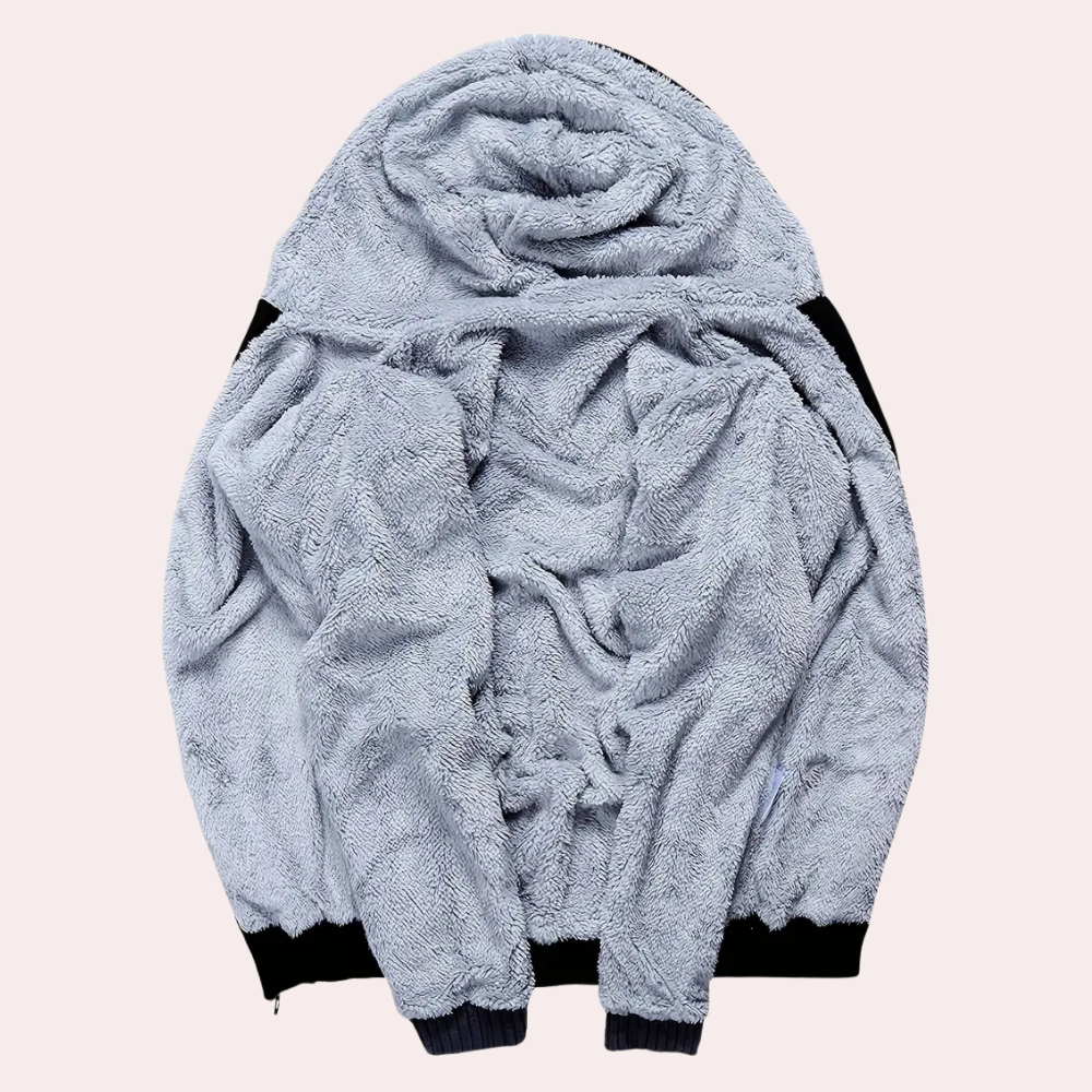 Enzo - Herencapuchon met rits en contrasterende mouwen