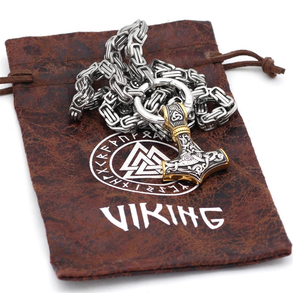 Ketting of armband met dubbele wolfskop en hamerhanger in verstelbare lengtes