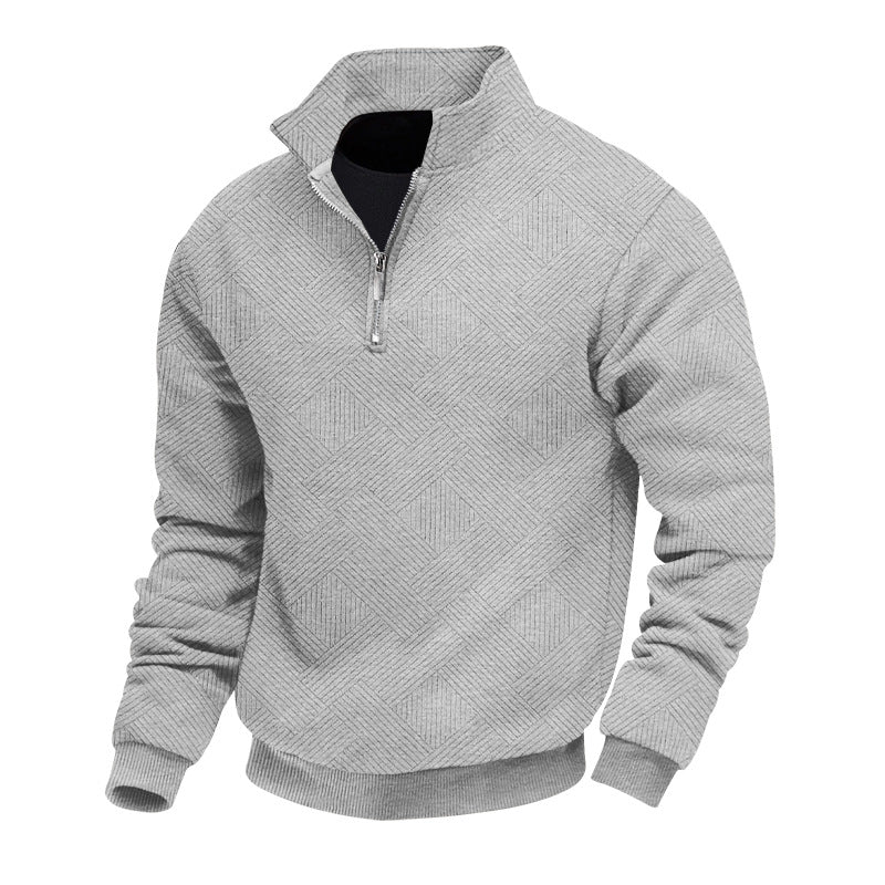 Tiberius - Herensweater met Halve Rits en geribbelde noorden