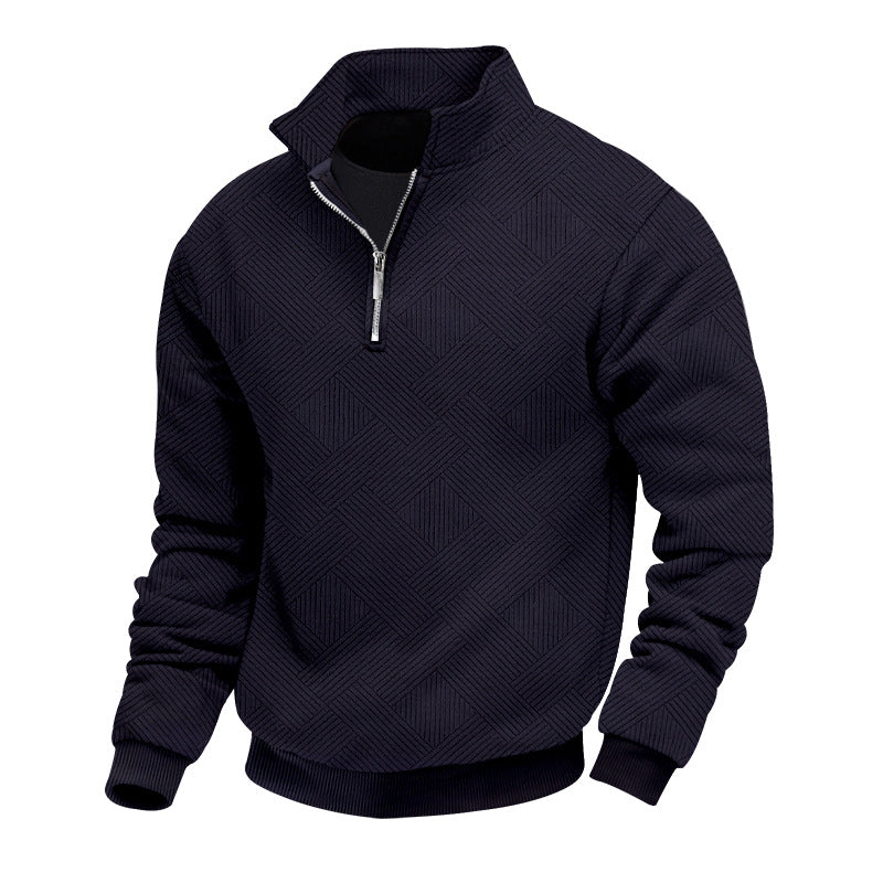 Tiberius - Herensweater met Halve Rits en geribbelde noorden