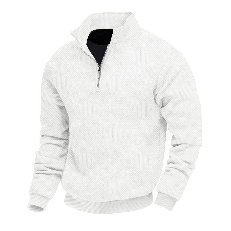 Tiberius - Herensweater met Halve Rits en geribbelde noorden