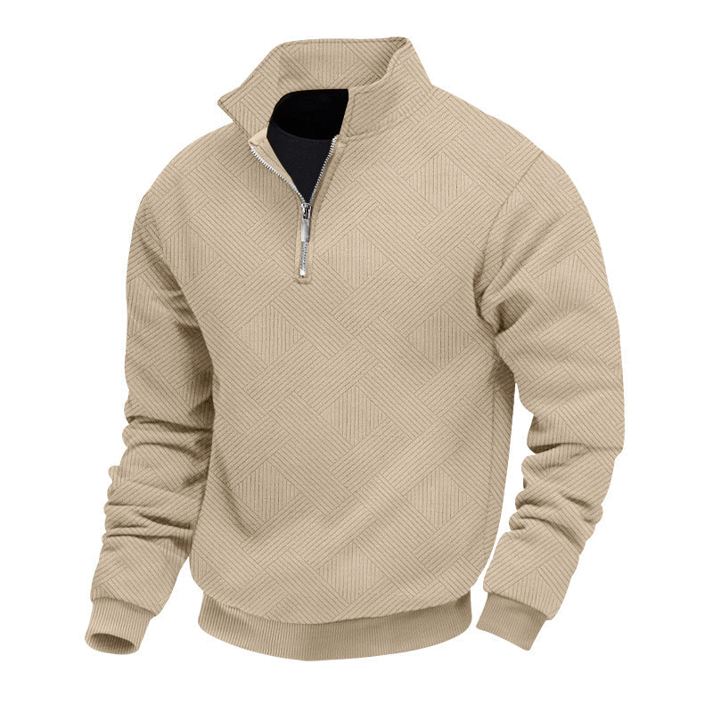 Tiberius - Herensweater met Halve Rits en geribbelde noorden