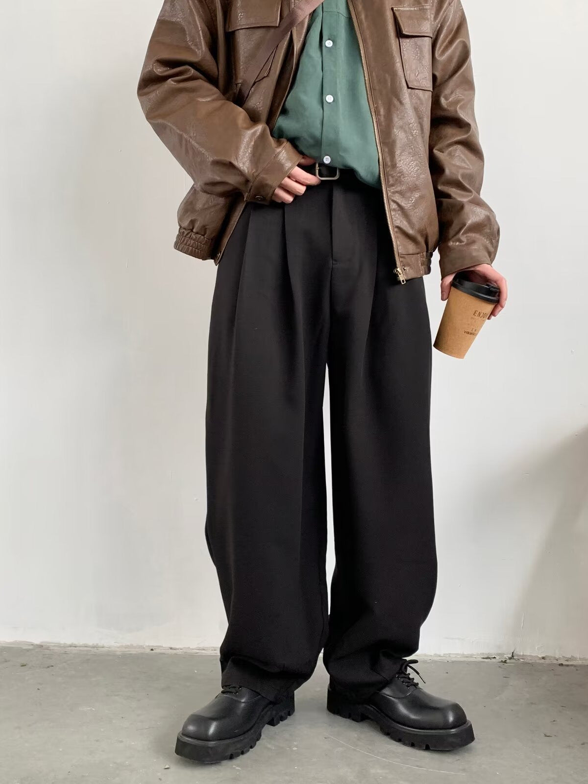 Harrison - Wijde broek met hoge taille voor heren