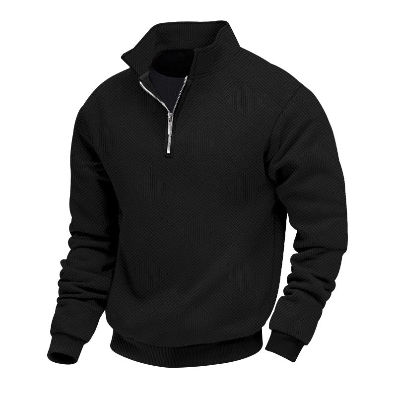 Tiberius - Herensweater met Halve Rits en geribbelde noorden