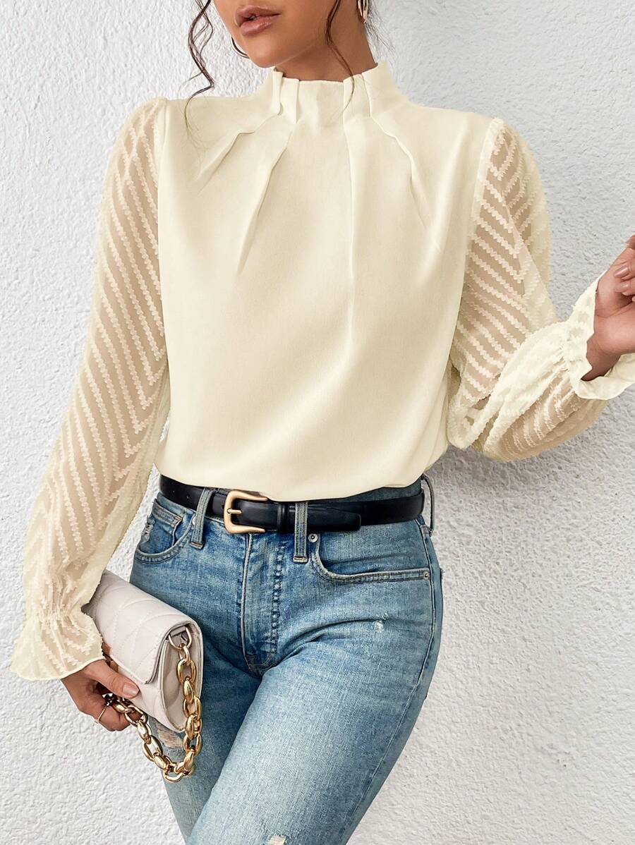 Mildred - Chique blouse met transparante mouwen voor dames