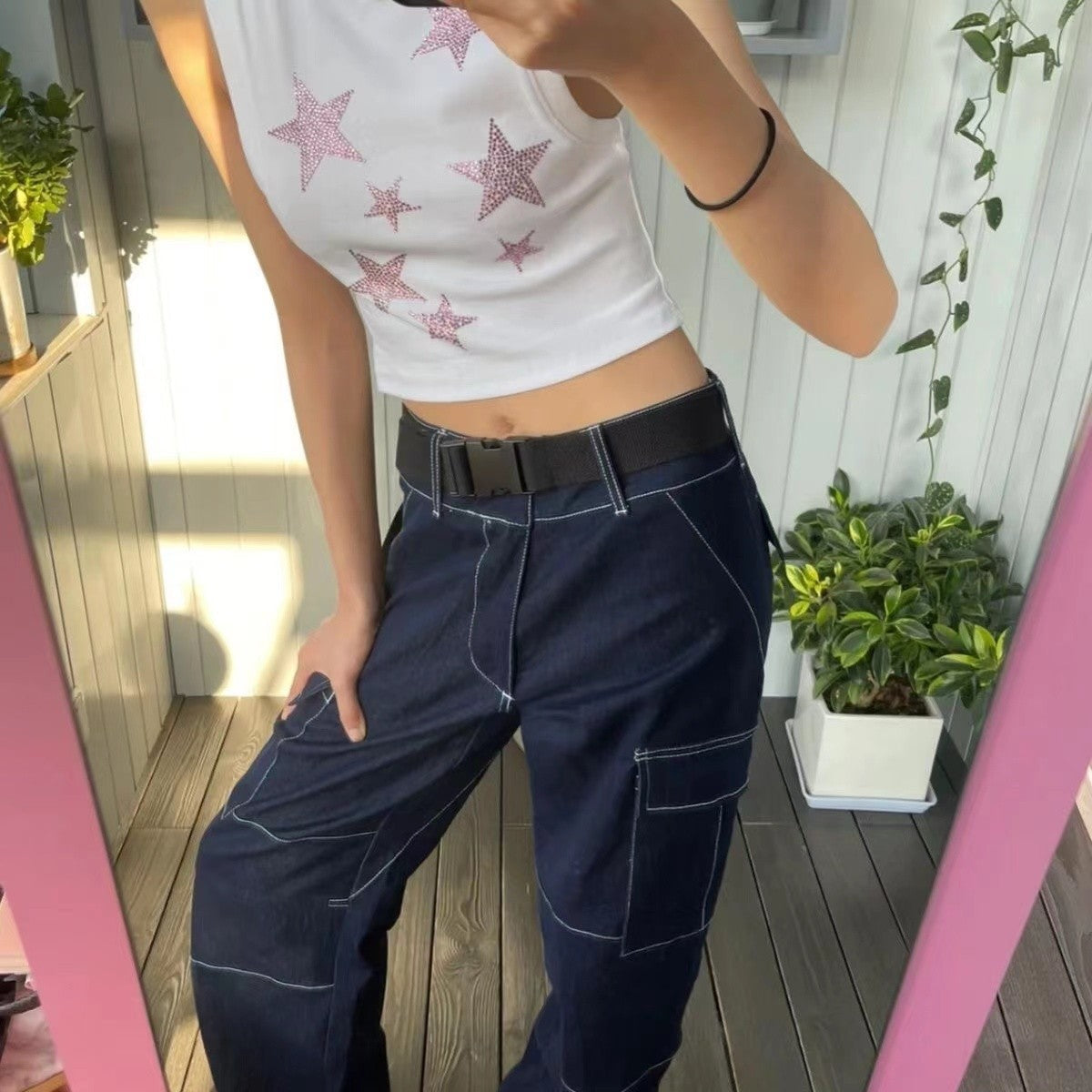 Ostara - Cropped tanktop met strass sterren voor dames