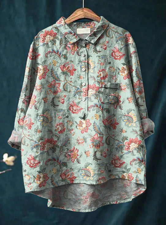 Rosalia - Losvallende damesblouse met kleurrijke bloemenprint