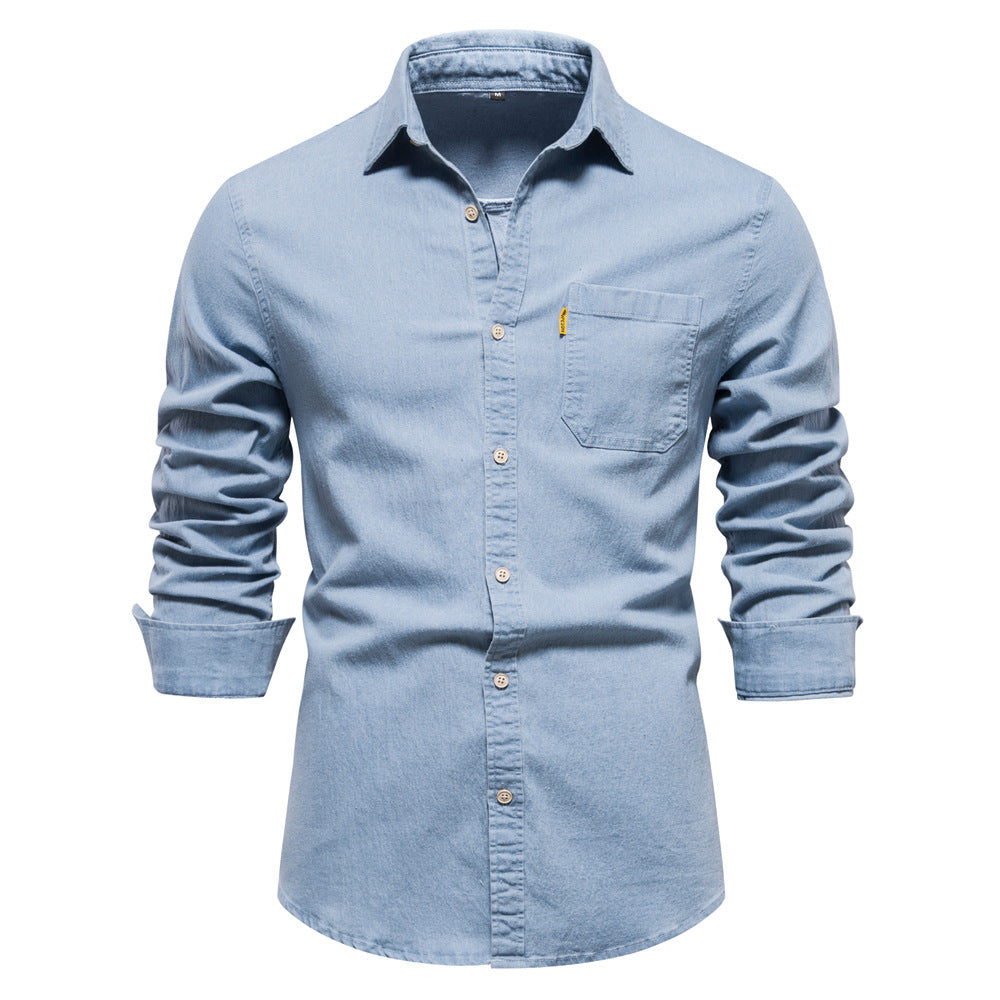 Daven - Denim heritage overhemd met lange mouwen voor mannen