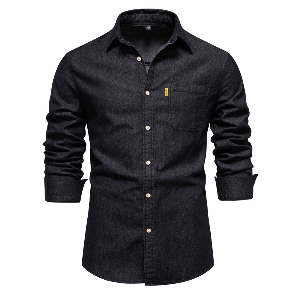 Daven - Denim heritage overhemd met lange mouwen voor mannen