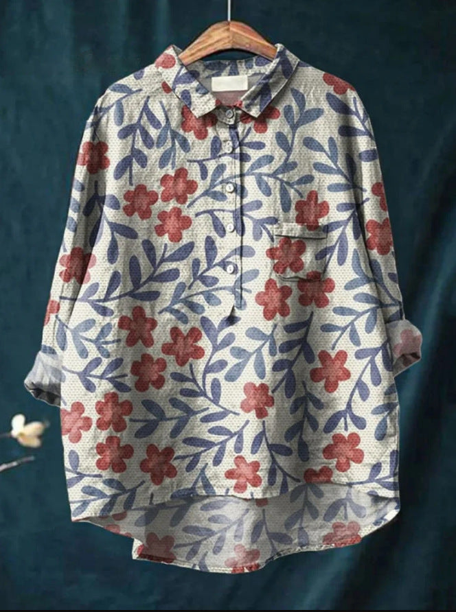 Rosalia - Losvallende damesblouse met kleurrijke bloemenprint