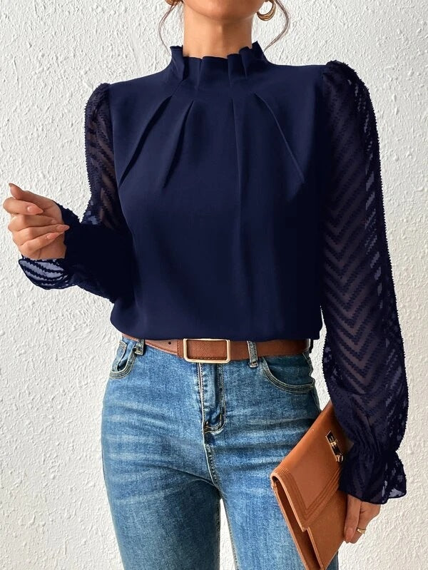 Mildred - Chique blouse met transparante mouwen voor dames