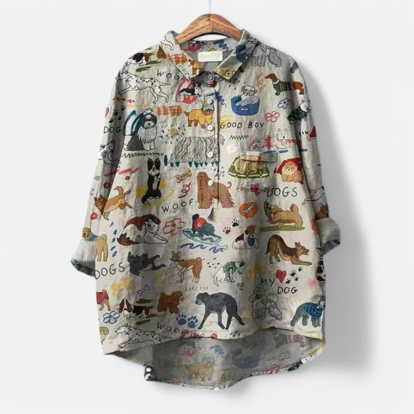 Maira - Oversized blouse met hondenprint voor dames