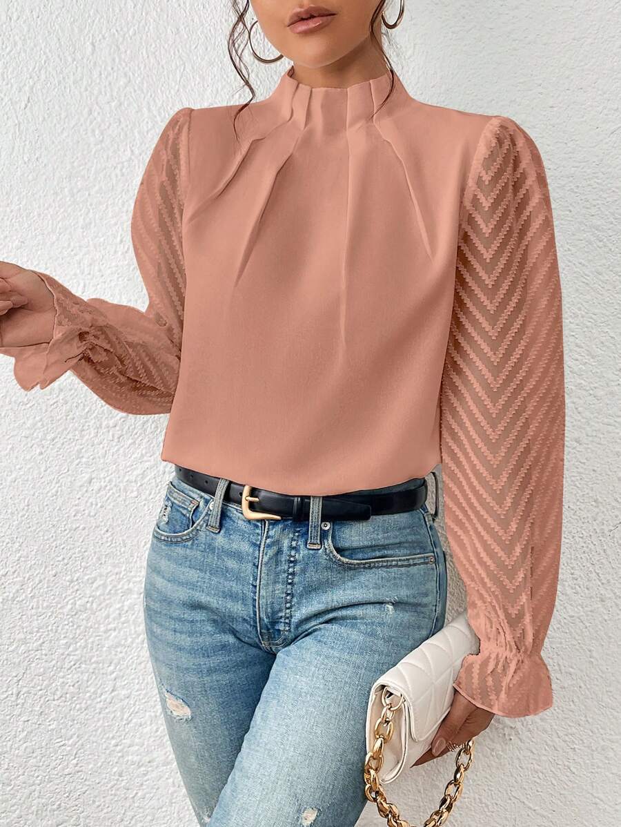 Mildred - Chique blouse met transparante mouwen voor dames