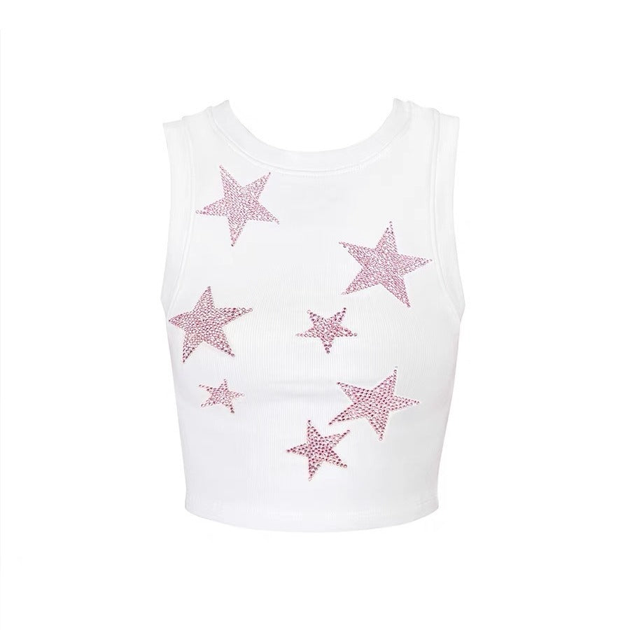 Ostara - Cropped tanktop met strass sterren voor dames