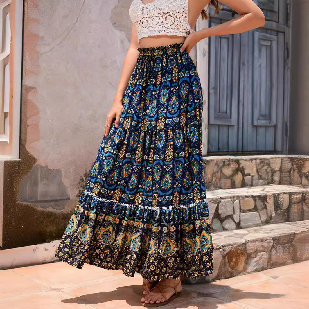 Azucena - Boho maxi rok met hoge taille voor dames