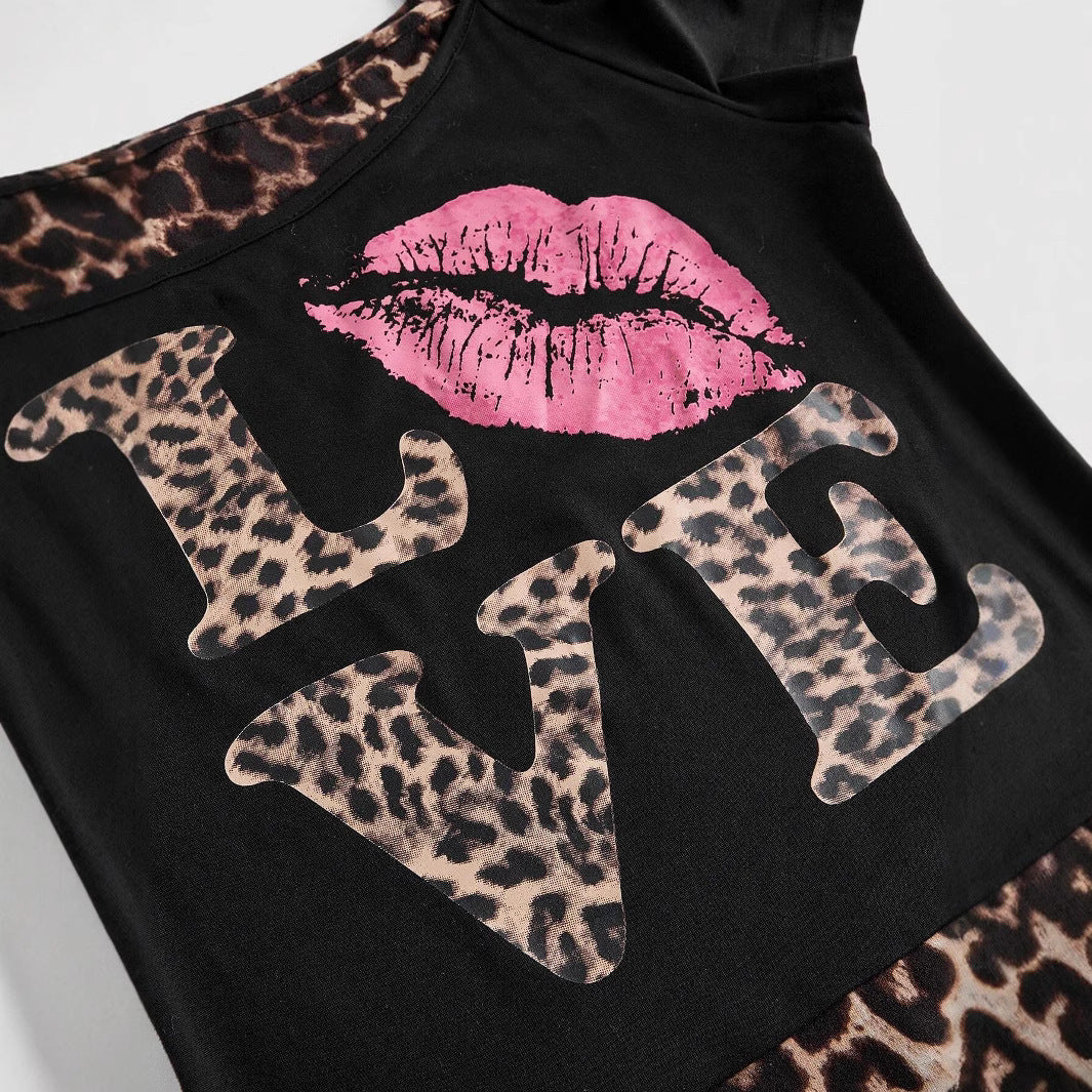 Merewen - Asymmetrische dames top met panterprint