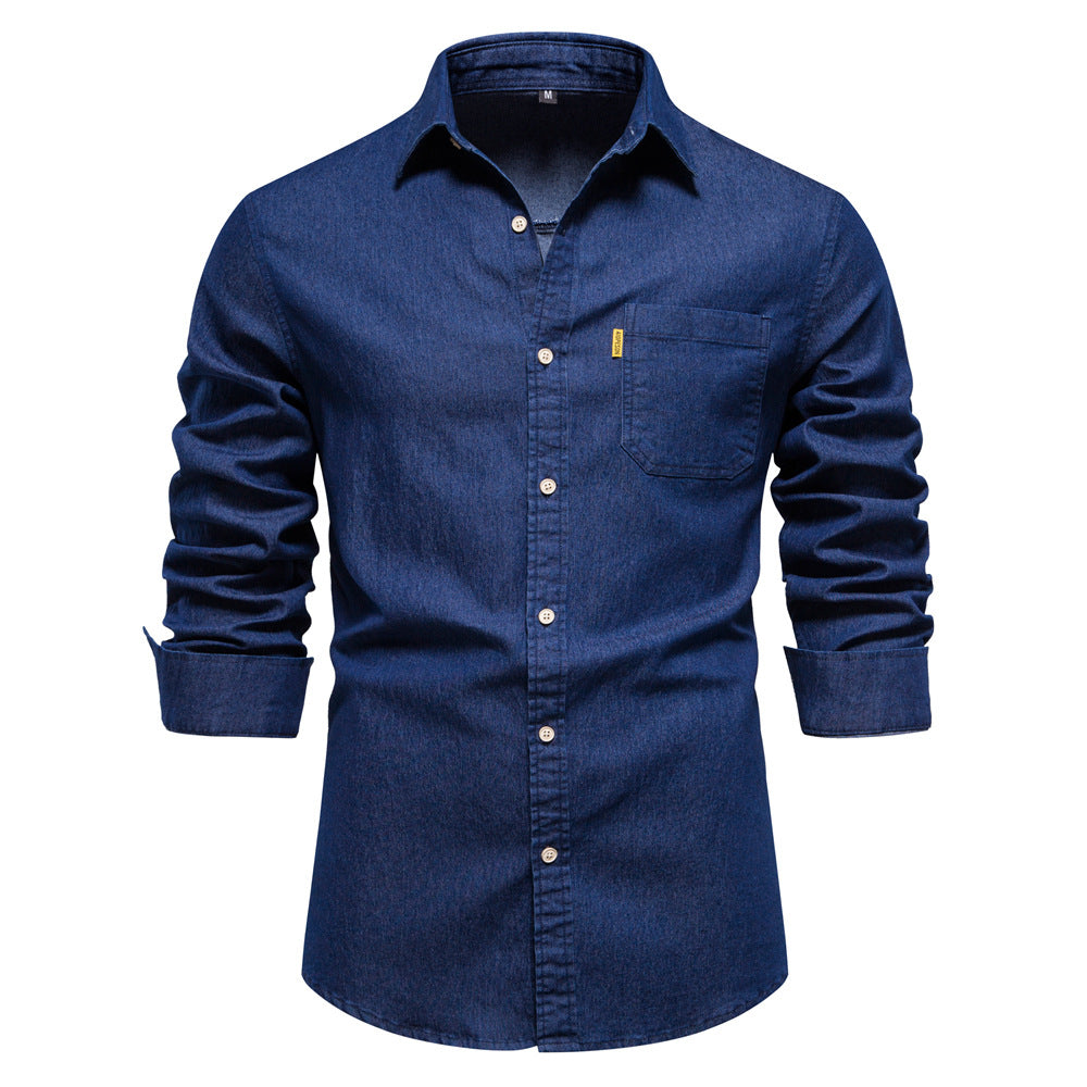 Daven - Denim heritage overhemd met lange mouwen voor mannen