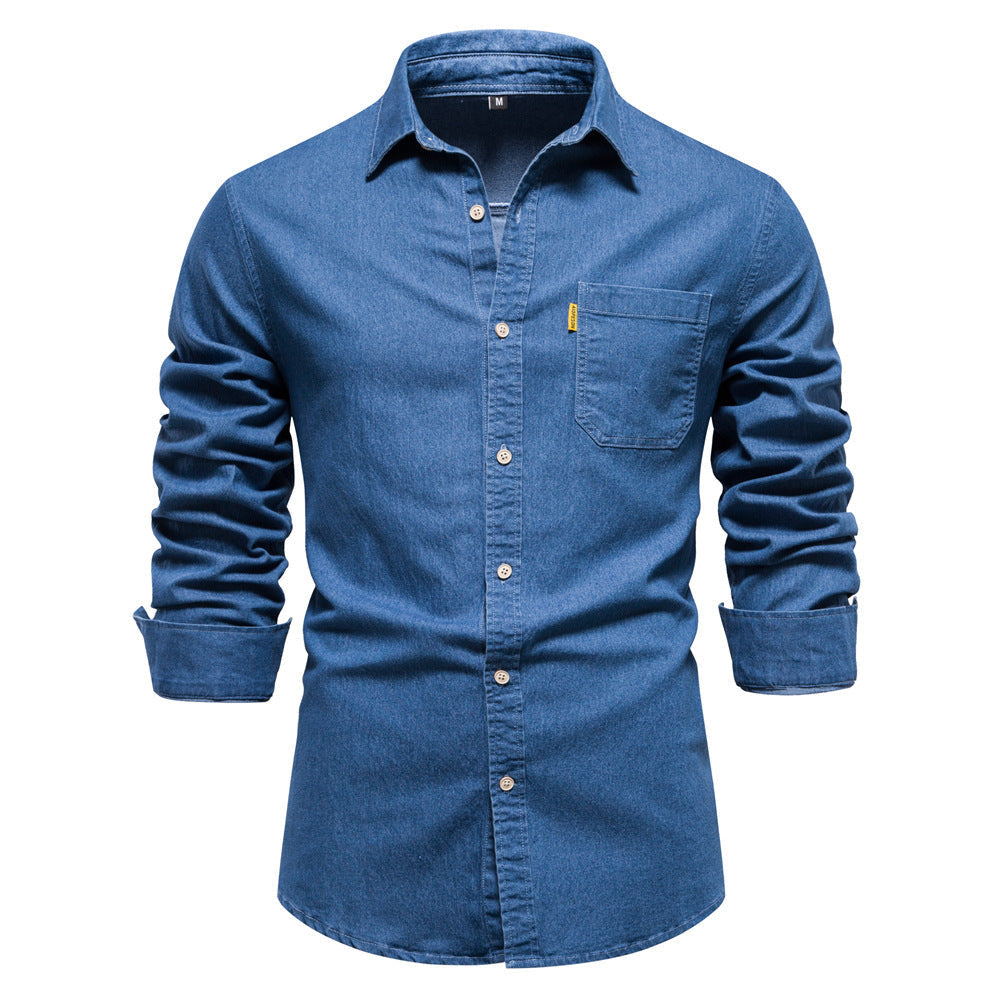 Daven - Denim heritage overhemd met lange mouwen voor mannen