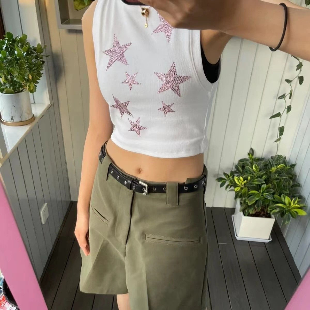 Ostara - Cropped tanktop met strass sterren voor dames