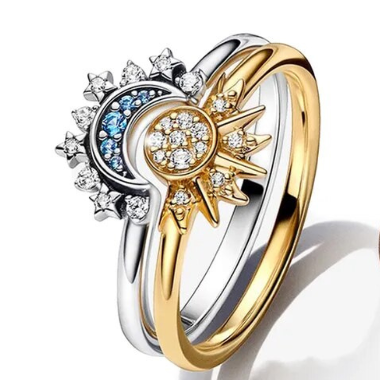 Celia - Damesring met zon en maan design