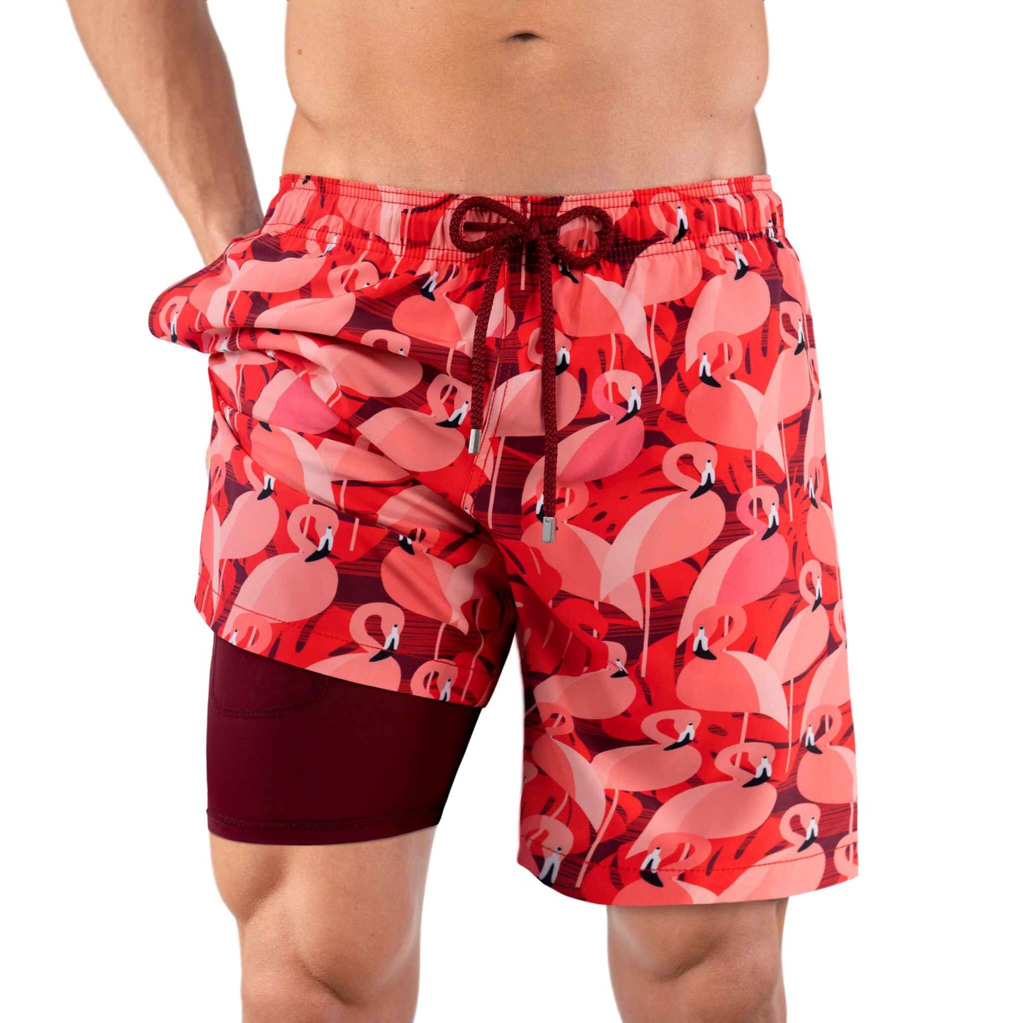 Theobald - Zwembroek met binnenbroek voor heren met flamingo print