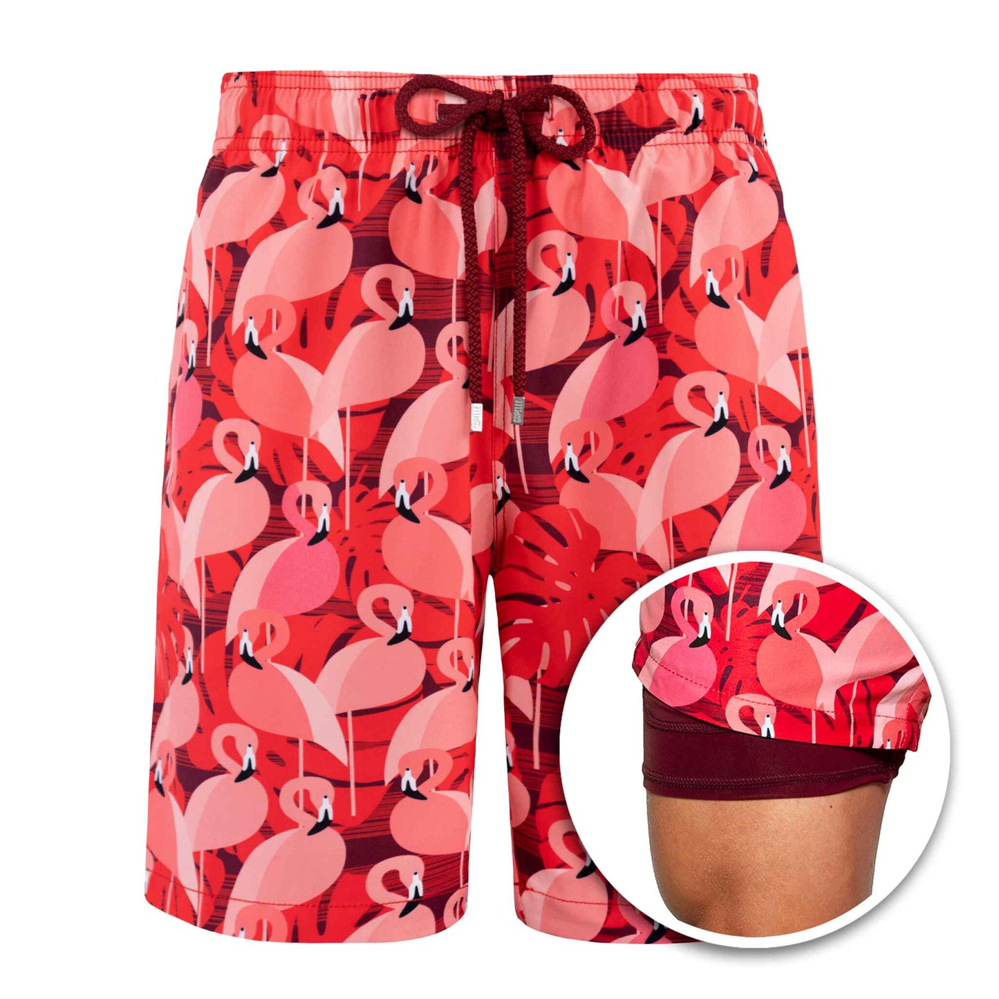 Theobald - Zwembroek met binnenbroek voor heren met flamingo print