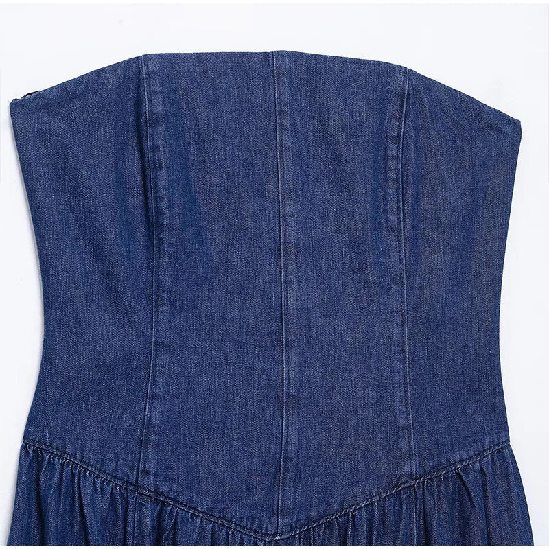 Canola - Dames strapless maxi jurk met gevormd lijfje en uitlopende rok