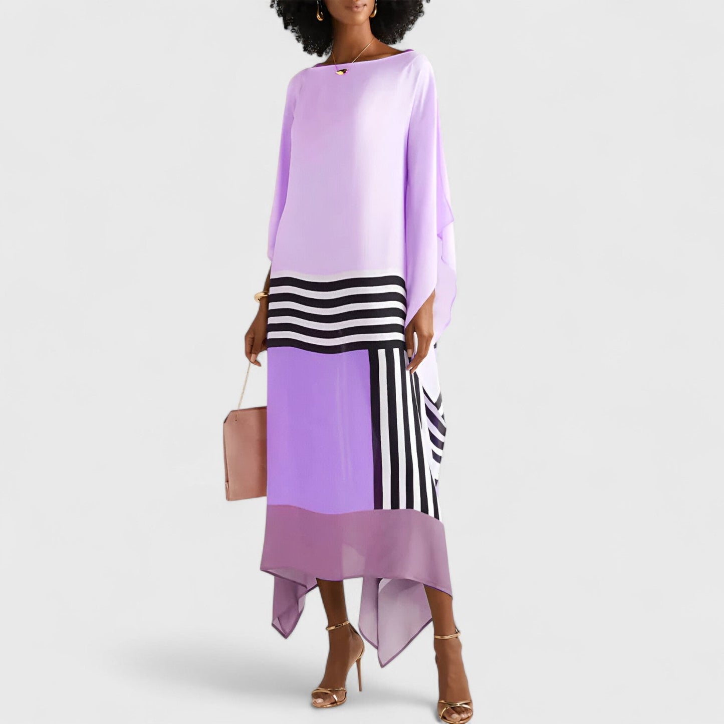 Ralina - Vloeiende damesjurk met asymmetrische zoom en kaftan-snit