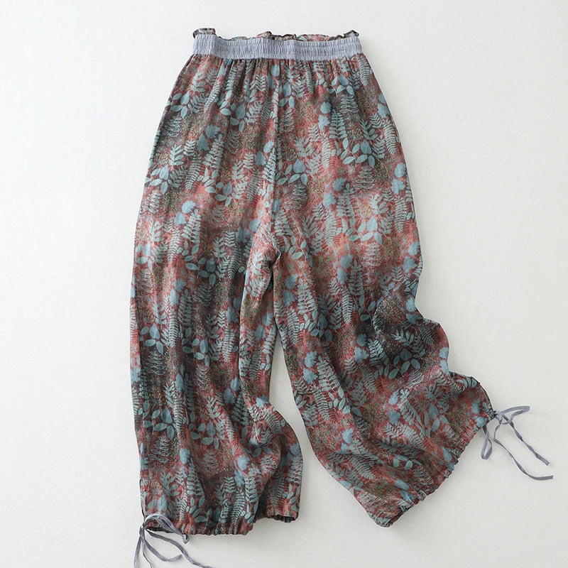 Zahra - Luchtige damesbroek met strikdetail en elastische taille