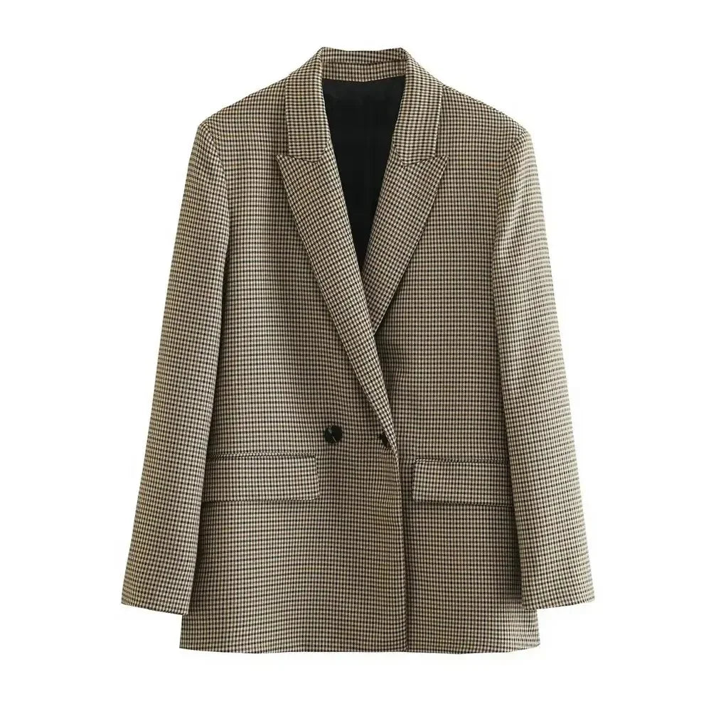 Zarai - Geruite damesblazer met 2 klepzakken voor