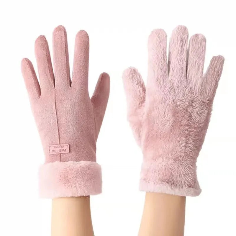 Pluche gevoerde winterhandschoenen