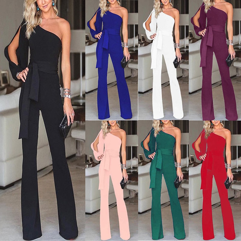 Saoirse - Vrouwelijke jumpsuit met één schouder en riem