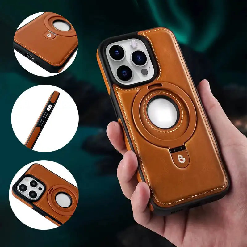 Magnetische iPhone-hoes met ringstandaard en compatibel met draadloos opladen