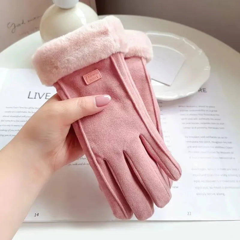 Pluche gevoerde winterhandschoenen