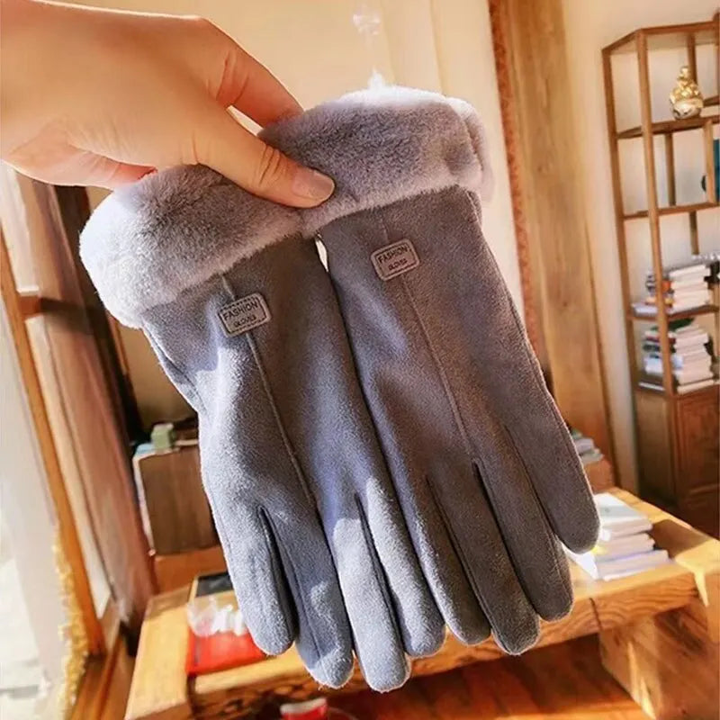 Pluche gevoerde winterhandschoenen