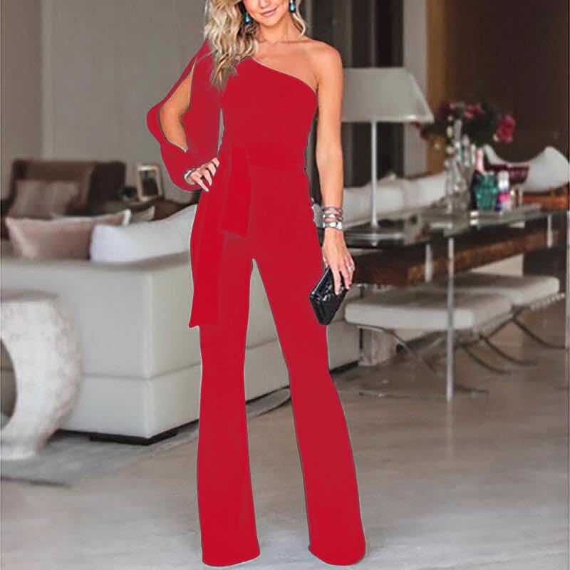 Saoirse - Vrouwelijke jumpsuit met één schouder en riem