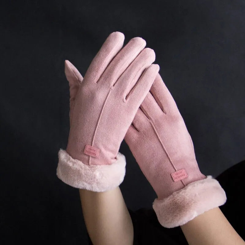Pluche gevoerde winterhandschoenen