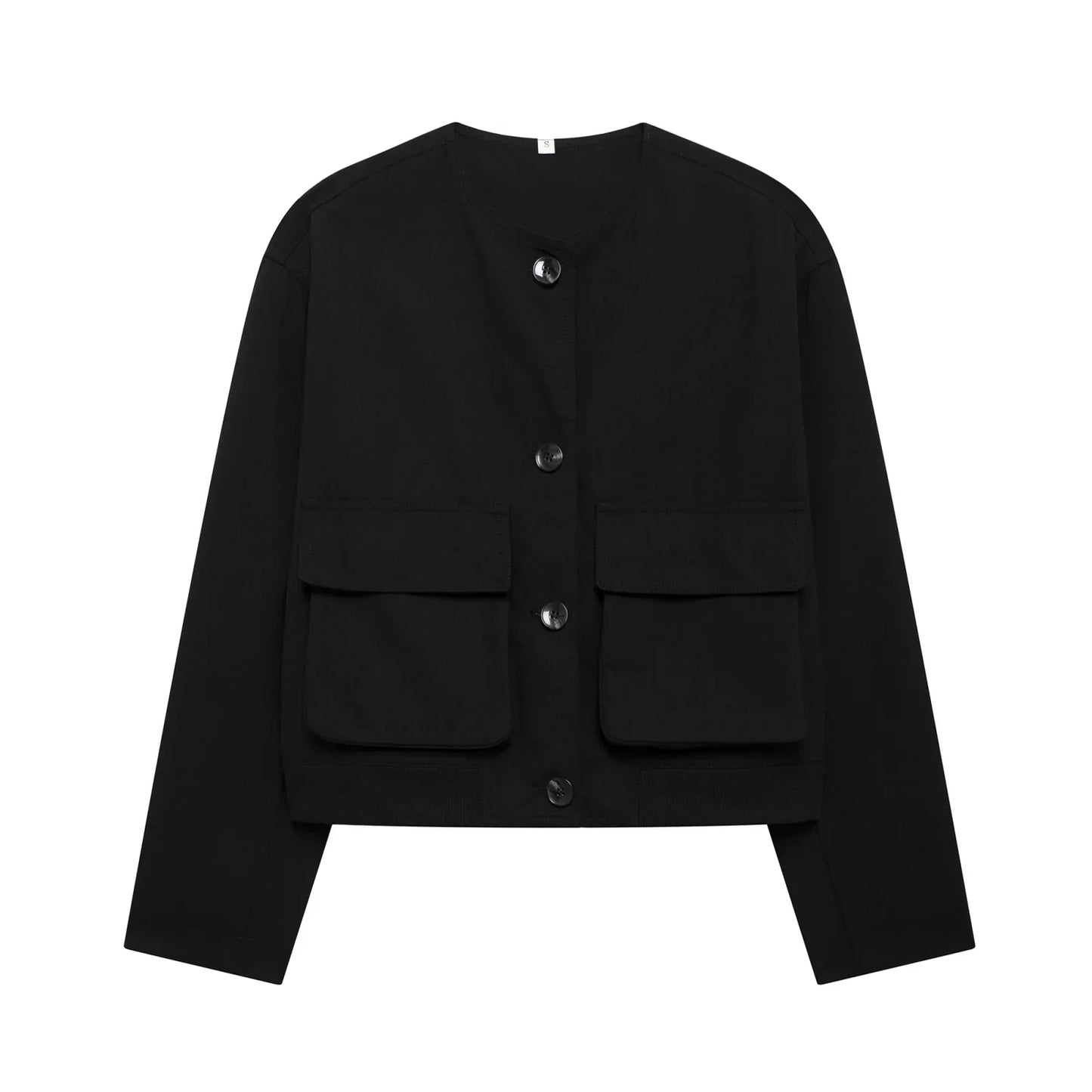 Queenzie - Zwart trendy cropped bomber vest