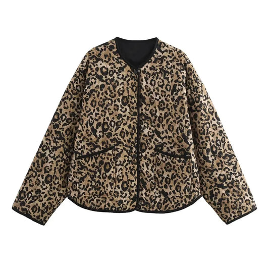 Nely - Oversized damesjack met luipaardprint