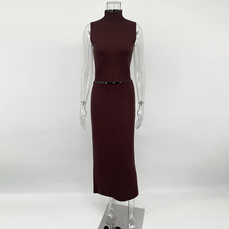 Maegan – Mouwloze dames top en maxi rok set
