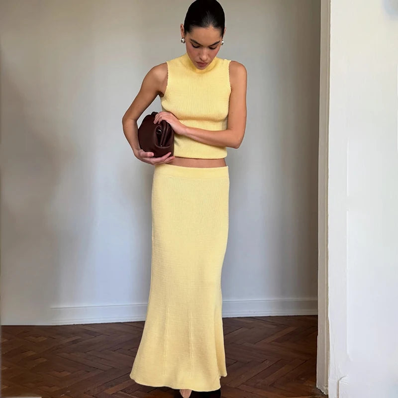 Maegan – Mouwloze dames top en maxi rok set