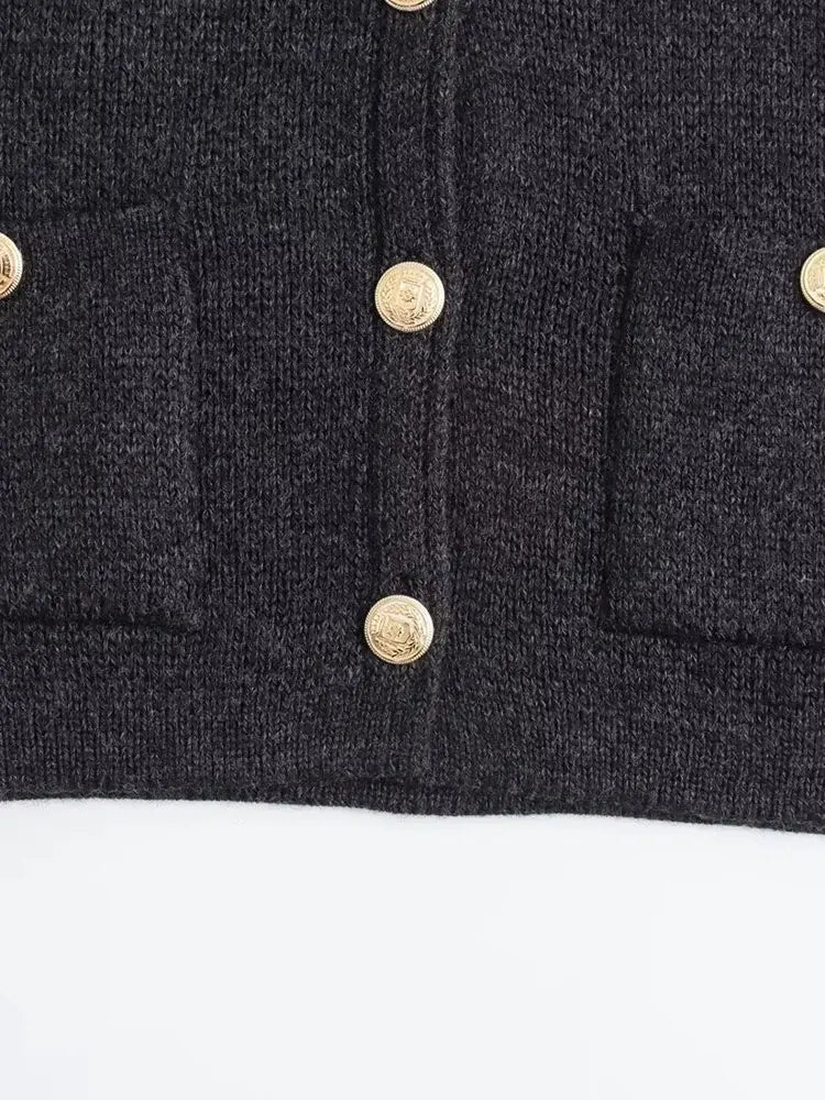 Laurie - Grijs Chic vest met knopen