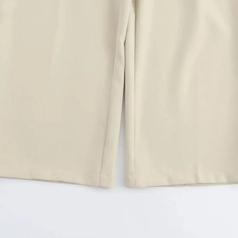 Wenry - Damesbroek met wijde pijpen in beige
