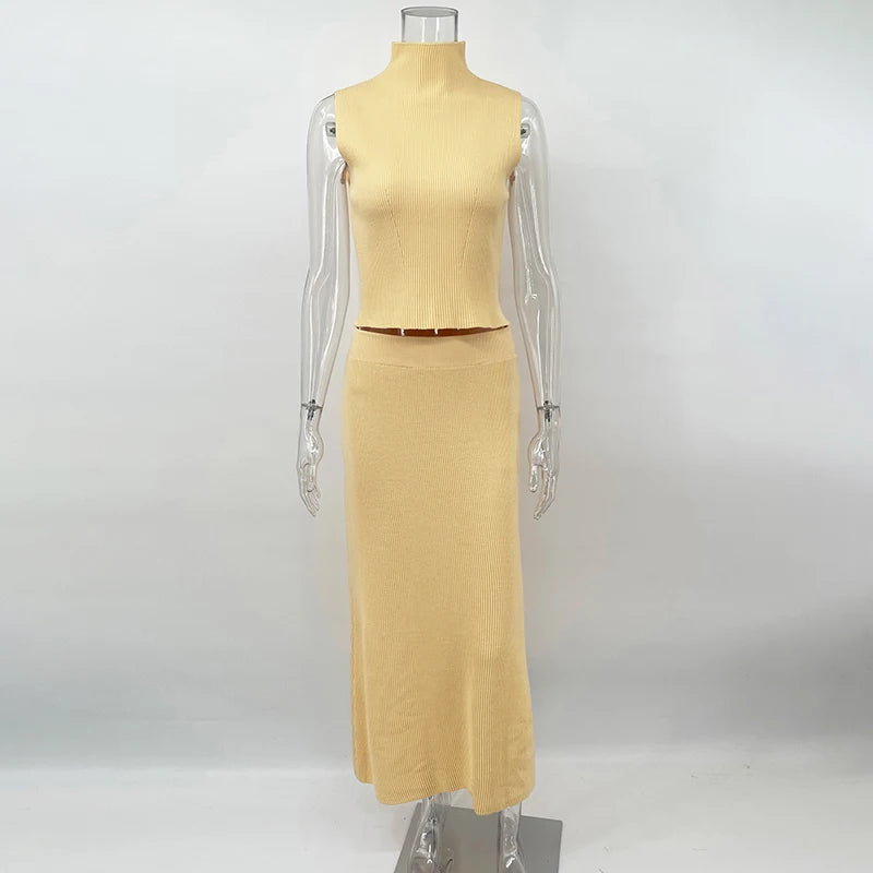 Maegan – Mouwloze dames top en maxi rok set