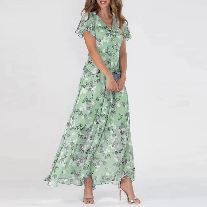 Vesna | Maxi-jurk met bloemenprint en V-hals