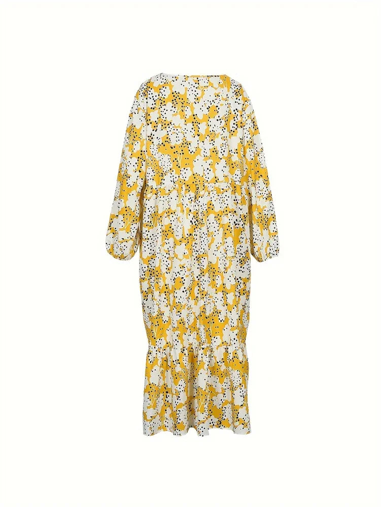 Dawn – Maxi jurk met v-hals en speelse print voor dames