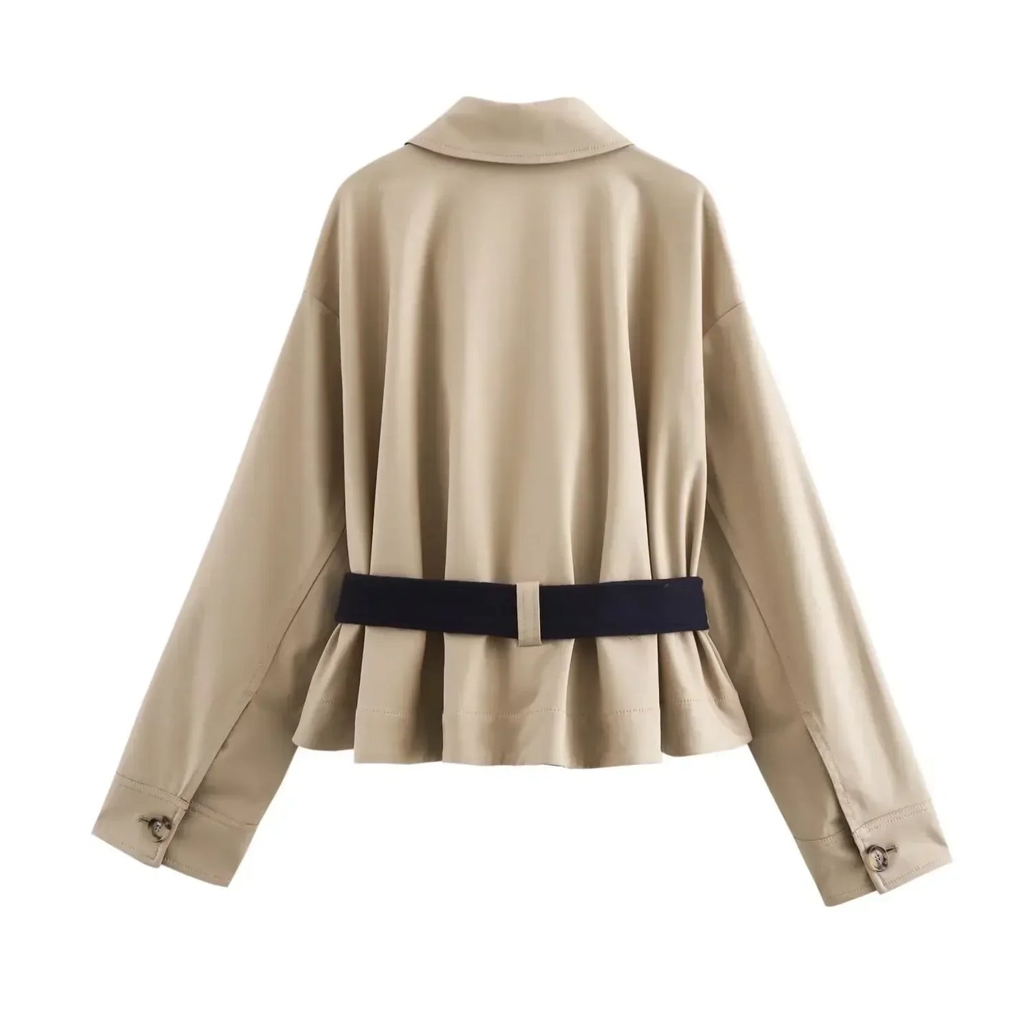 Makila - Dames trendy cropped jas met riem