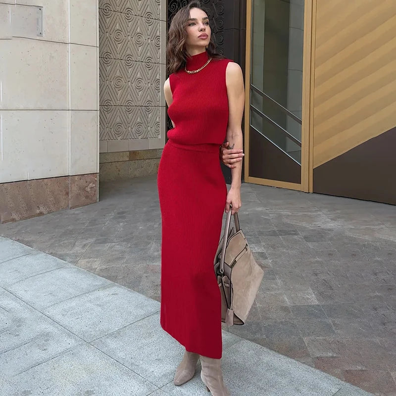 Maegan – Mouwloze dames top en maxi rok set