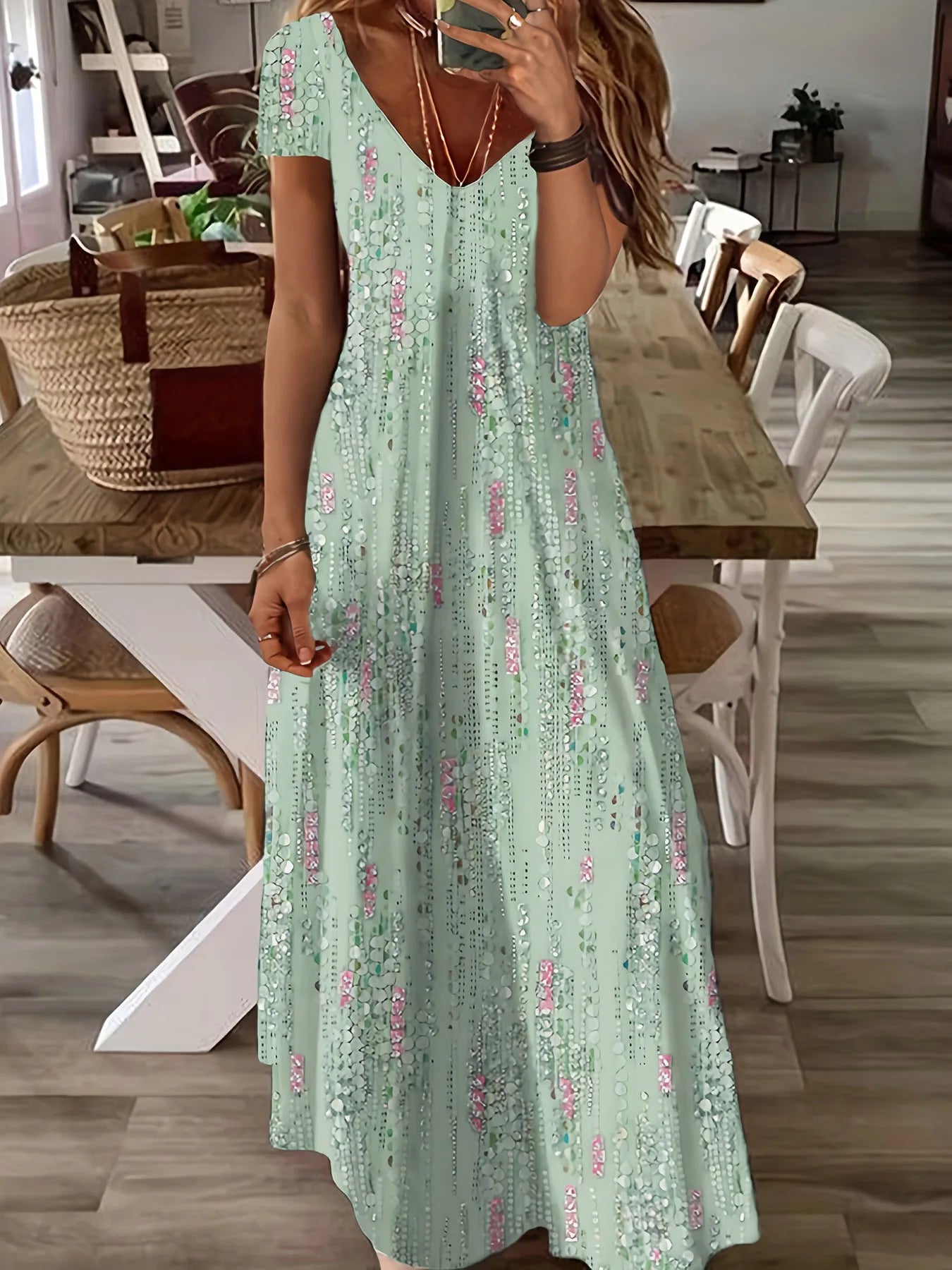 Divina – Maxi zomerjurk met v-hals voor dames