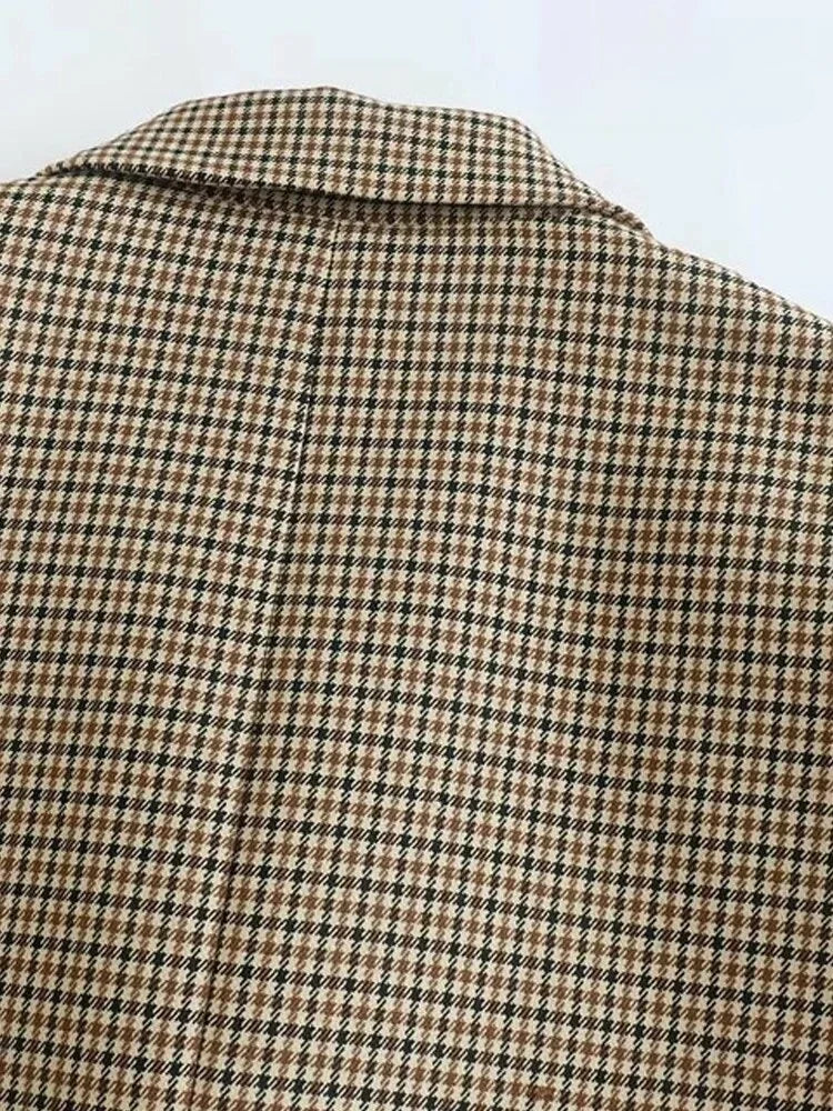 Zarai - Geruite damesblazer met 2 klepzakken voor